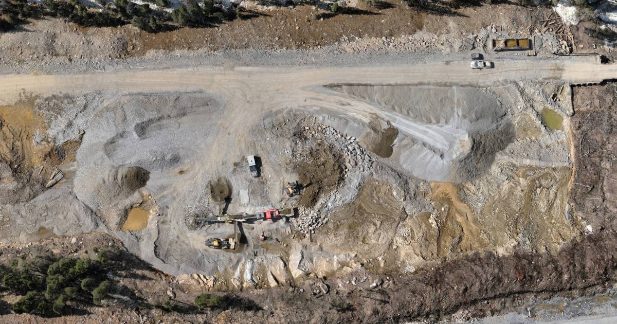 UAV LiDAR survey of an aggregate stockpile at an Alberta gravel pit by Convex Geomatics