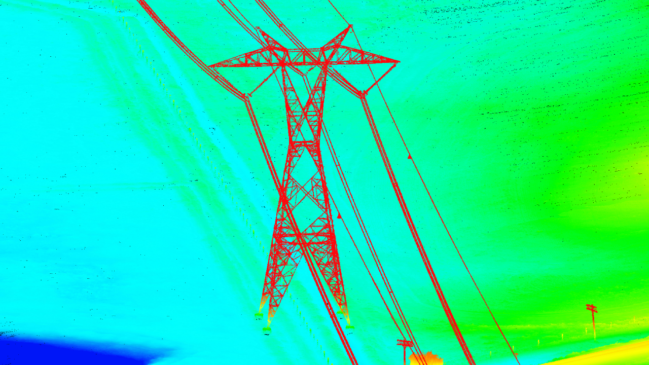 Powerline scanned with LiDAR